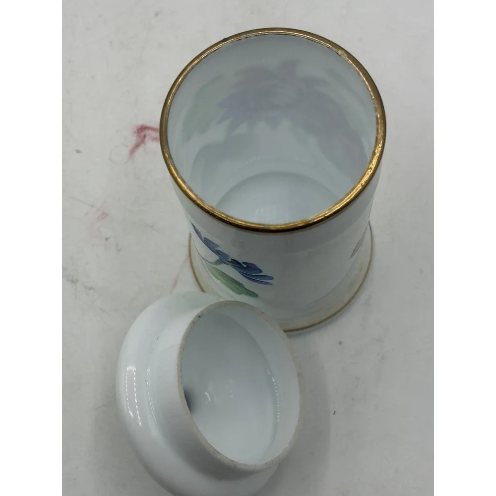 Norleans Japan Hand Painted Floral Porcelain Canister Jar w/Lid Gold Trim 5